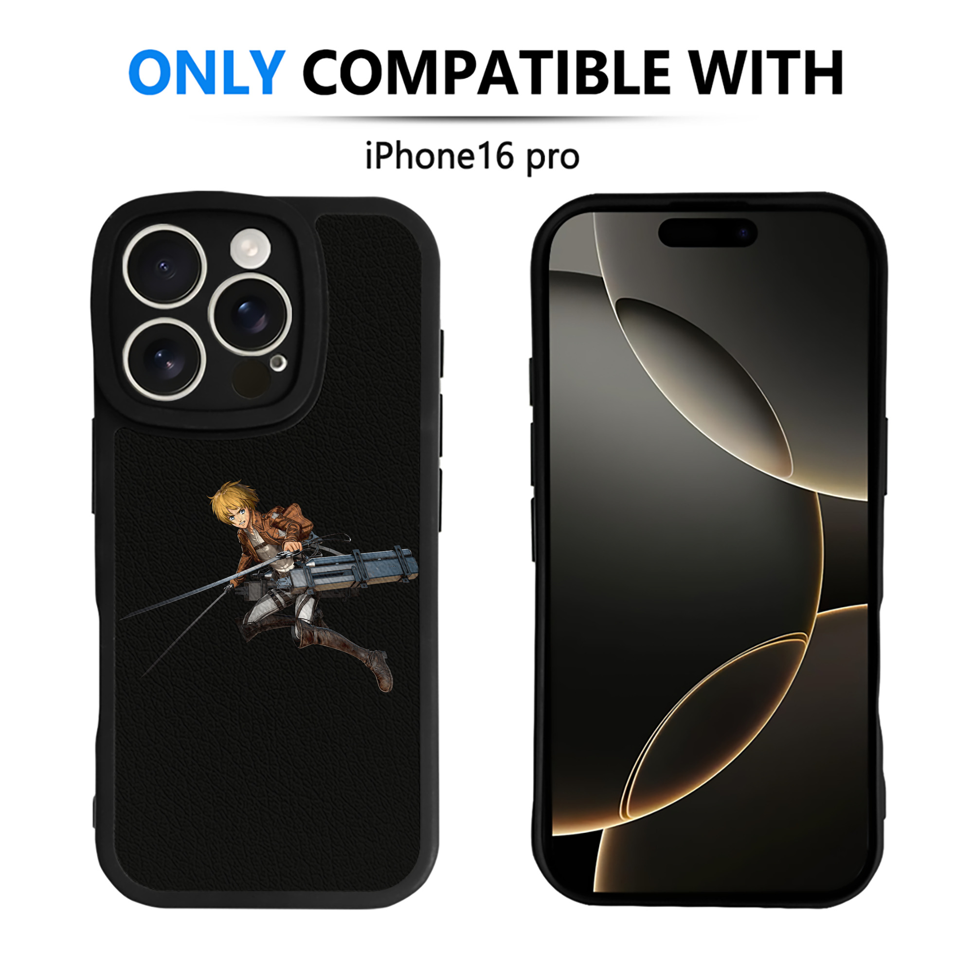 （画像用） 進撃の巨人 アルミン·アルレルト Attack on Titan Armin Arlert 【iPhone 16シリーズ対応】シリコンスマホケース（レザー調） 材質：シリコン